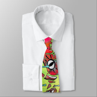 Cravate Acid Trip Eerie Eyeball Monster Drip Peinture Neon