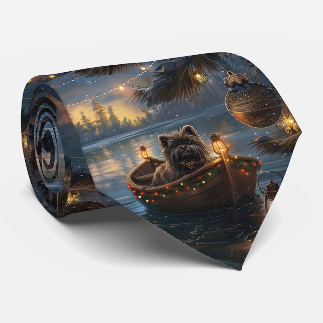 Cravate Affenpinscher Festive Christmas Voyage (Roulé)