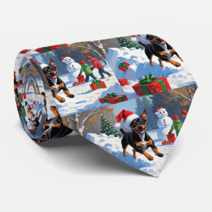 Cravate Affenpinscher Festive de Noël Scène de neige