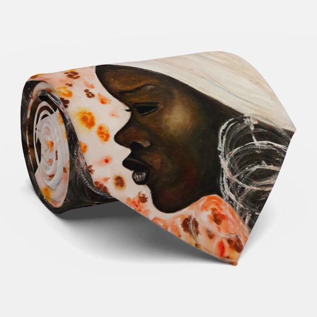 Cravate africaine belle femme - Peinture (Roulé)