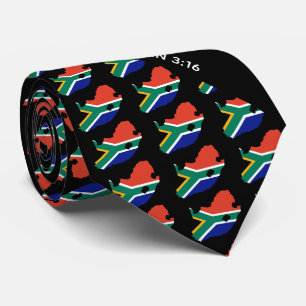Cravate AFRIQUE DU SUD Jean 3:16 personnalisé Noir