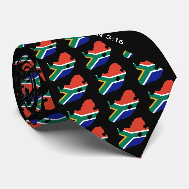 Cravate AFRIQUE DU SUD Personnalisé John 3:16 Noir (Roulé)