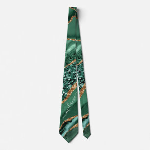 Cravate Agate Green Parties scintillant en or Marbre Crava