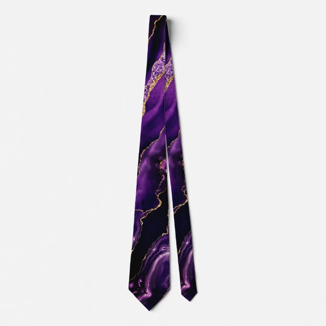 Cravate Agate Purple Glitter Marble Neck Tie Design modern (Devant)