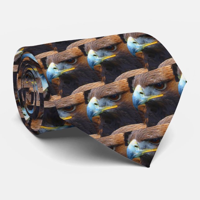 Cravate Aigle doré sauvage en brun (Roulé)