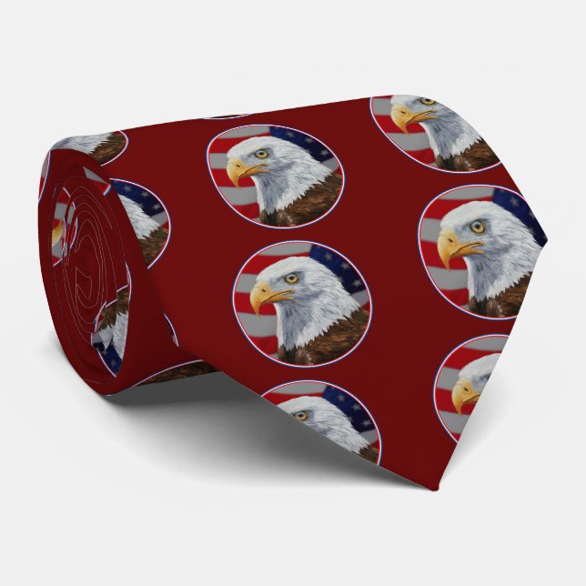 Cravate Aigle et drapeau américains (Roulé)