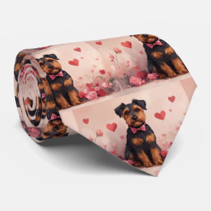 Cravate Airedale avec des roses - Saint-Valentin