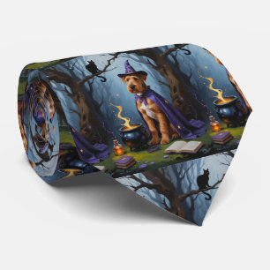 Cravate Airedale Chien Whimsical Halloween Peinture