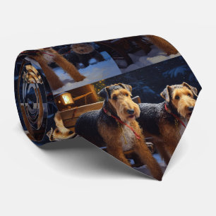 Cravate Airedale Snowy Sleigh Ride Décor de Noël