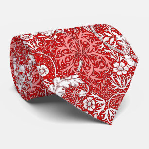 Cravate Algue de Nouveau d'art florale, rouge-foncé et