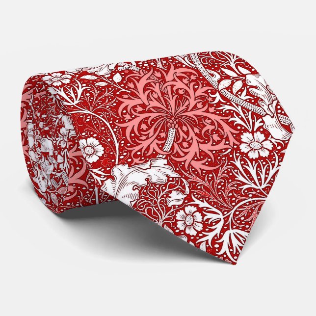 Cravate Algue de Nouveau d'art florale, rouge-foncé et (Roulé)