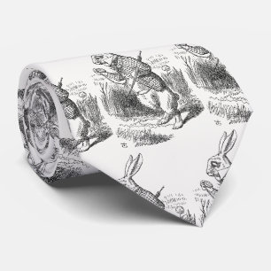 Cravate Alice au pays des merveilles, le lapin blanc regar