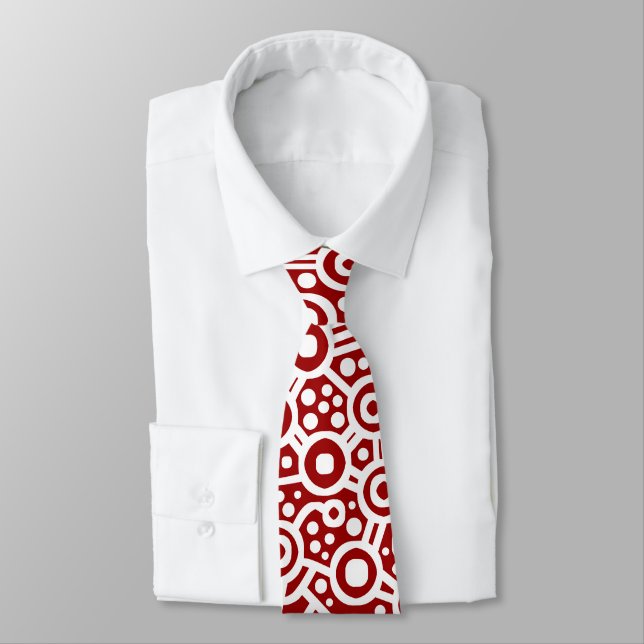 Cravate Alien Curcuit Abstrait II - Blanc sur Maroon (Attaché)