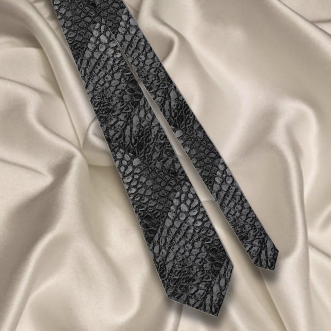 Cravate Alligator noir Faux cuir ・ double face (Créateur téléchargé)