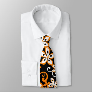 CRAVATE ALOHA HAWAII (NOIR/ORANGE)