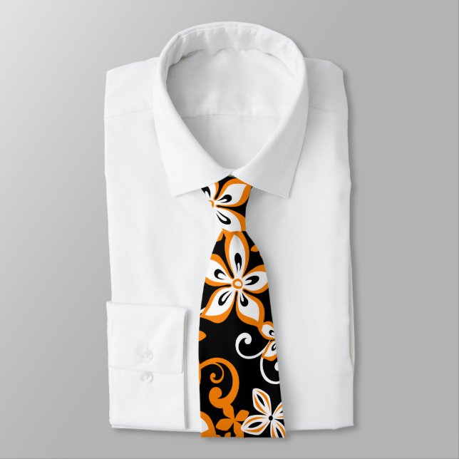 CRAVATE ALOHA HAWAII (NOIR/ORANGE) (Attaché)