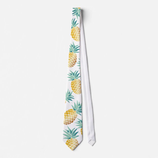 Cravate Aloha, Motif d'ananas tropical (Devant)