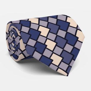 Cravate Amande bleu marine bleu forme géométrique diamant