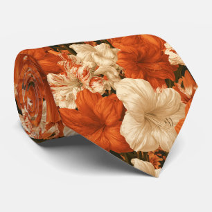 Cravate Amaryllis Floral Oncle Mariage Vintage