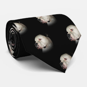 Cravate American Bull Dog portrait noir