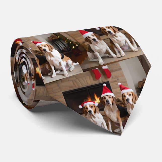 Cravate American English Foxhound Freplace Noël (Roulé)