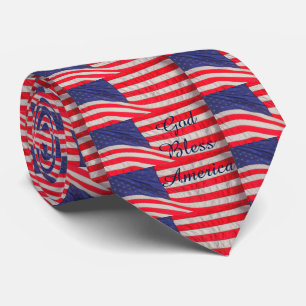 Cravate American Flags God Bless America Imprimer 2 côté