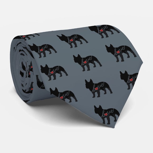 Cravate Amour de bouledogue français (Roulé)