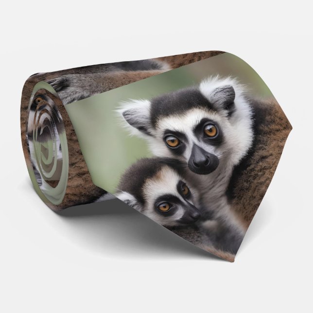 Cravate **"Amour de la mère : Mummy and Baby Lemur Cuddlin (Roulé)