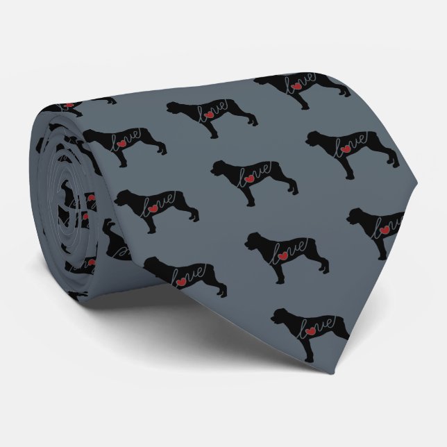 Cravate Amour de rottweiler (Rottie) (Roulé)