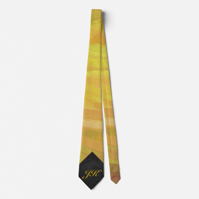 Cravate Ananas et Monogramme noir (Devant)