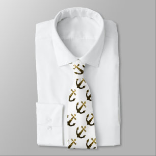Cravate Ancre d'parties scintillant d'motif d'or faux bril