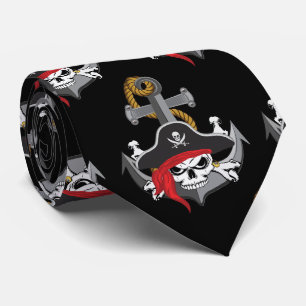 Cravate Ancre du crâne pirate