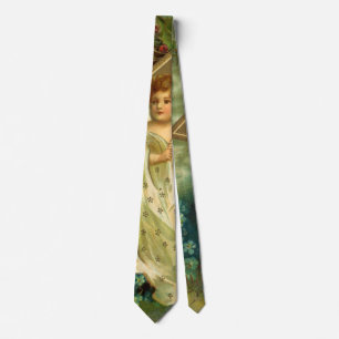 Cravate Ange de Noël victorien avec une étoile dorée vinta