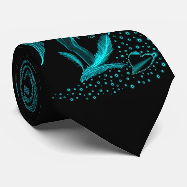 Cravate Angel perdu en amour, noir et vert Design (Roulé)