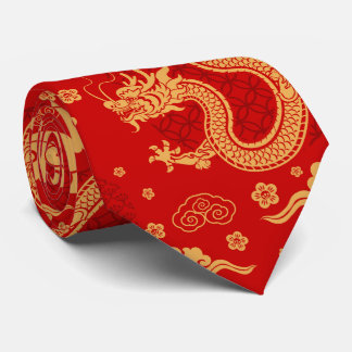 Cravate Année lunaire Dragon motif chinois Année lunaire 2