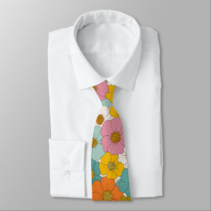 Cravate Anniversaire Floral Hippie Retro