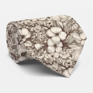 Cravate Antique Apothicaire Floral Sépia Herbier