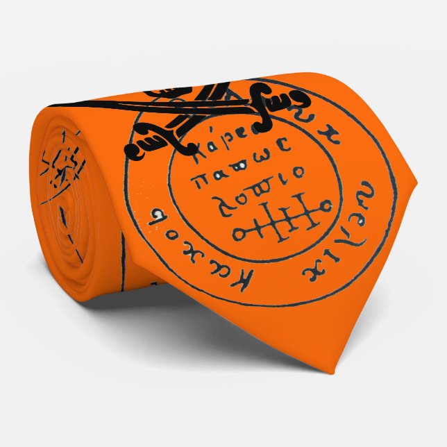 Cravate ANTIQUE TALISMAN / PIRATES CARTE DU TRÉSOR, orange (Roulé)