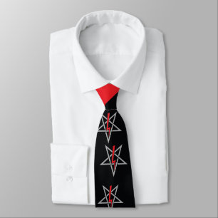 Cravate Anton LaVey Sigil Résumé Vague {Red}