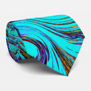 Cravate Aqua Bleu et Noir Super Art rétro Abstrait