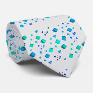 Cravate Aqua Blue Cubes and Hearts