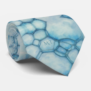 Cravate Aqua Cell Structure Aquarelle Poudre Bleu