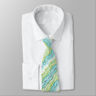 Cravate Aqua Turquoise Lime Green Minéraux Motif d'âge
