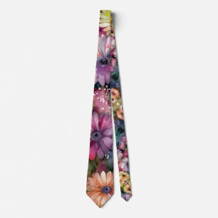 Cravate Aquarelle à bijoux Florale Botanique Non binaire