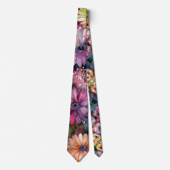 Cravate Aquarelle à bijoux Florale Botanique Non binaire (Devant)
