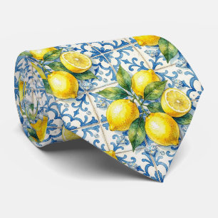 Cravate Aquarelle Amalfi Citron Méditerranée Diamants