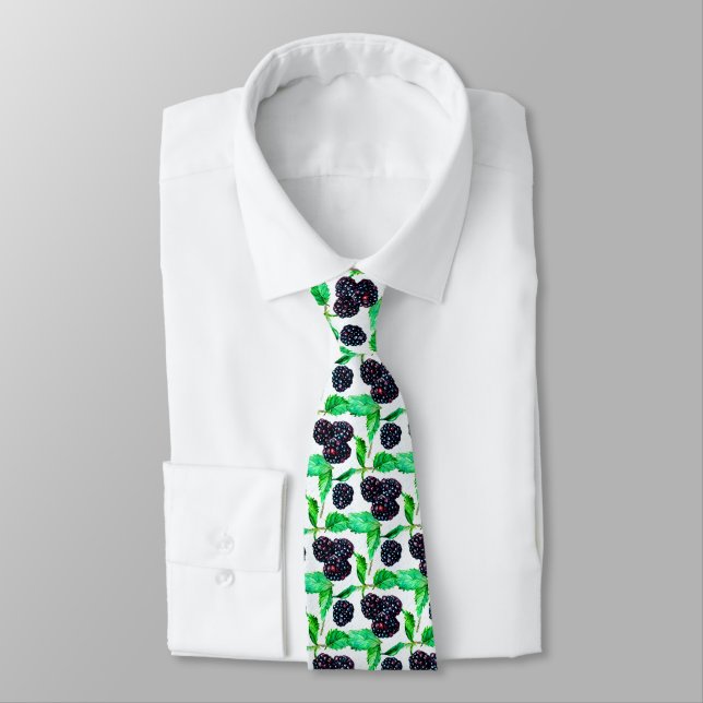 Cravate Aquarelle Blackberry Fruit Motif (Attaché)