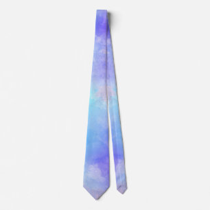 Cravate Aquarelle bleu turquoise violet