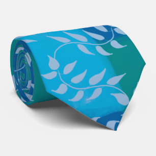 Cravate Aquarelle bleu vert ivoire