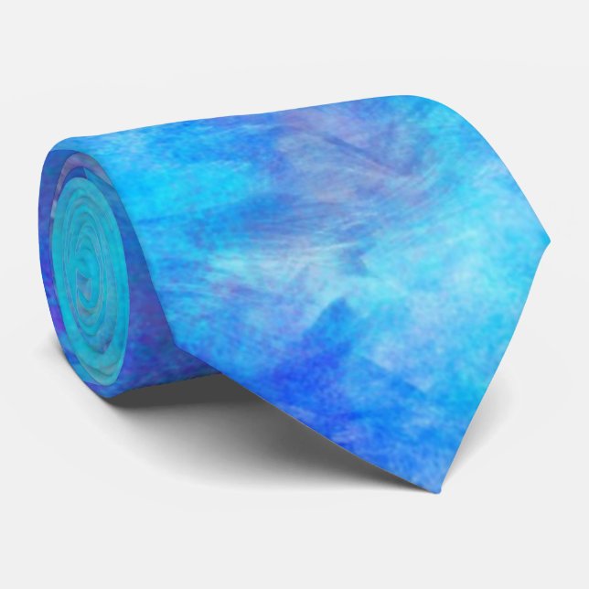 Cravate Aquarelle bleue Conception abstraite (Roulé)